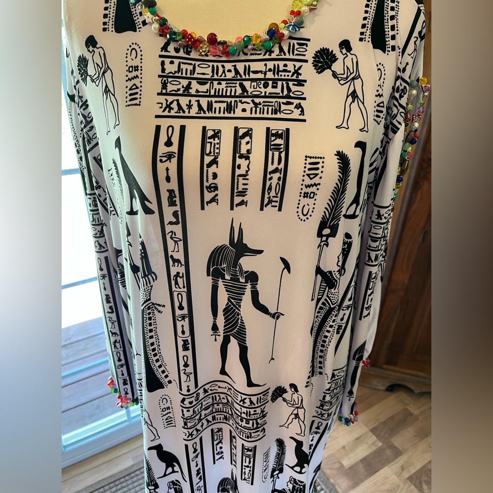 Black and White Egyptian Print Dress